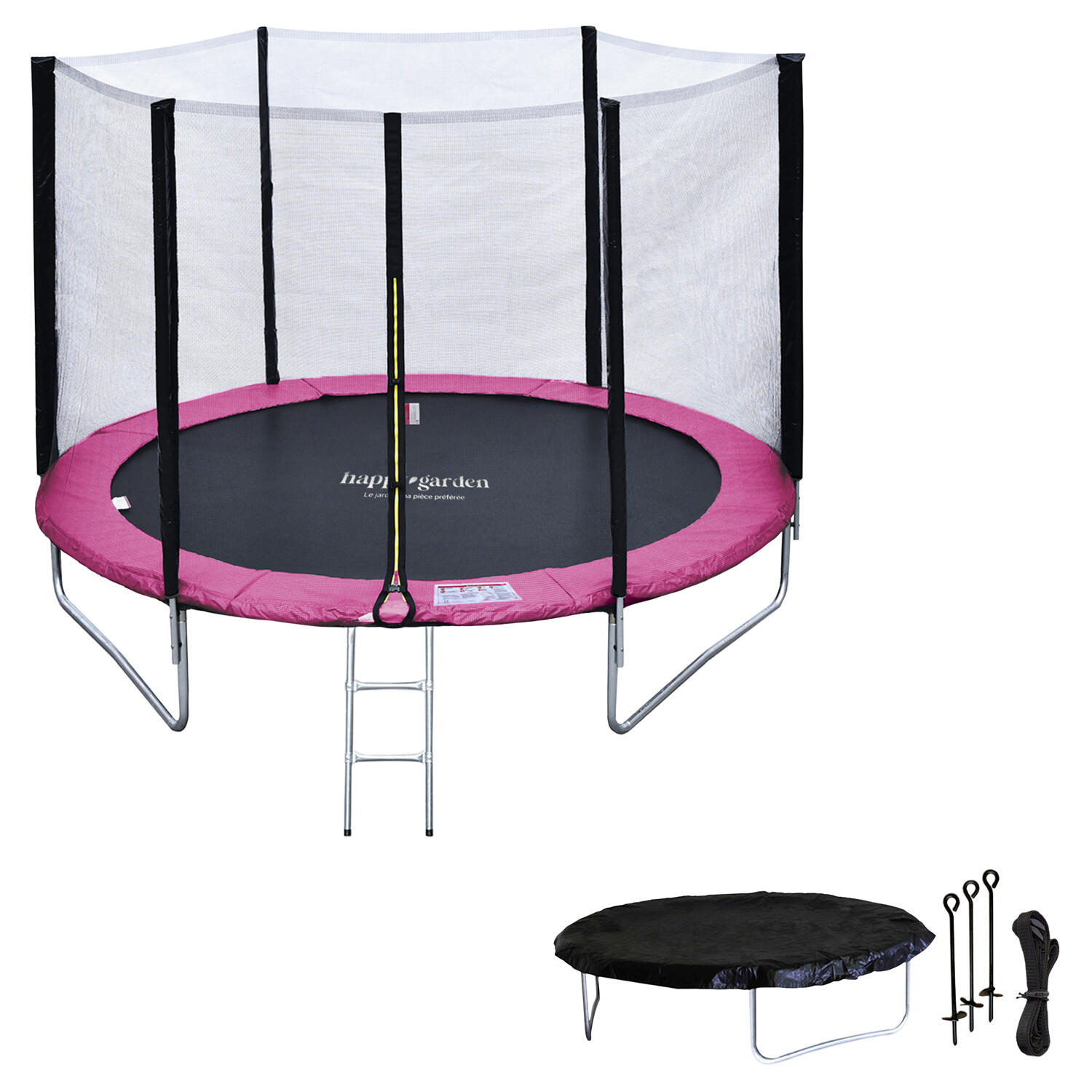 Trampoline 245cm réversible gris/rose CANBERRA + échelle, bâche et kit d'ancrage 2/7