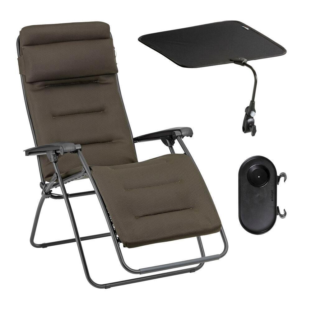 Lafuma Mobilier - Ensemble Fauteuil Relax Matelassé Avec Ombrelle Et Porte-gobelet - Rsx Clip - - Bedchair - Beige - No Size - Decathlon