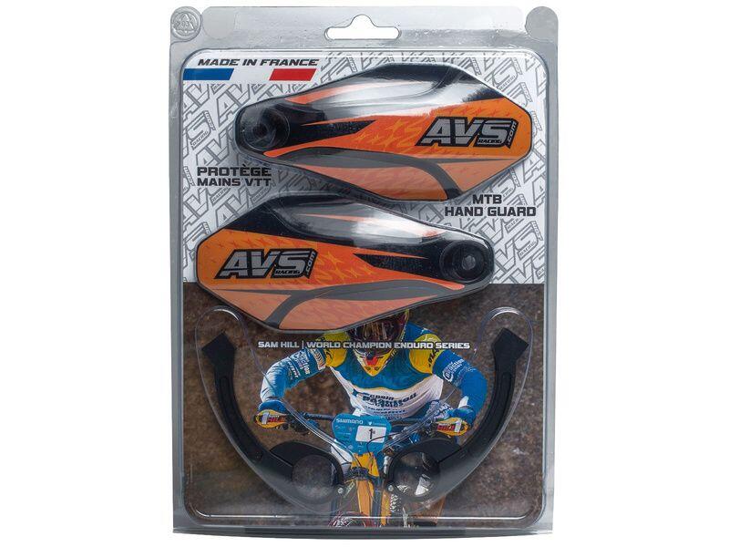 Protetor mão AVS - KIT DECO (suporte alumínio dobradiça) preto-laranja 2/2