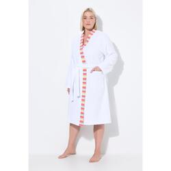 Femme Peignoir à manches longues. Ceinture à nouer. Liseré fantaisie à rayures
