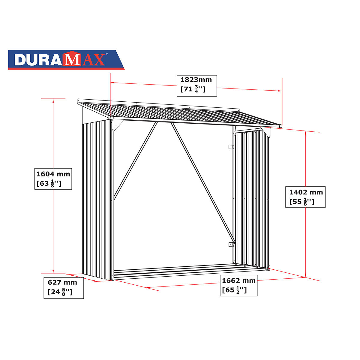 Leñero exterior 6×2 metal gris antracita 3/4