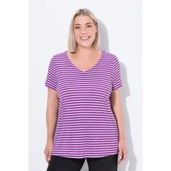 Femme T-shirt technique rayé. Col V et manches courtes. Coupe Classic