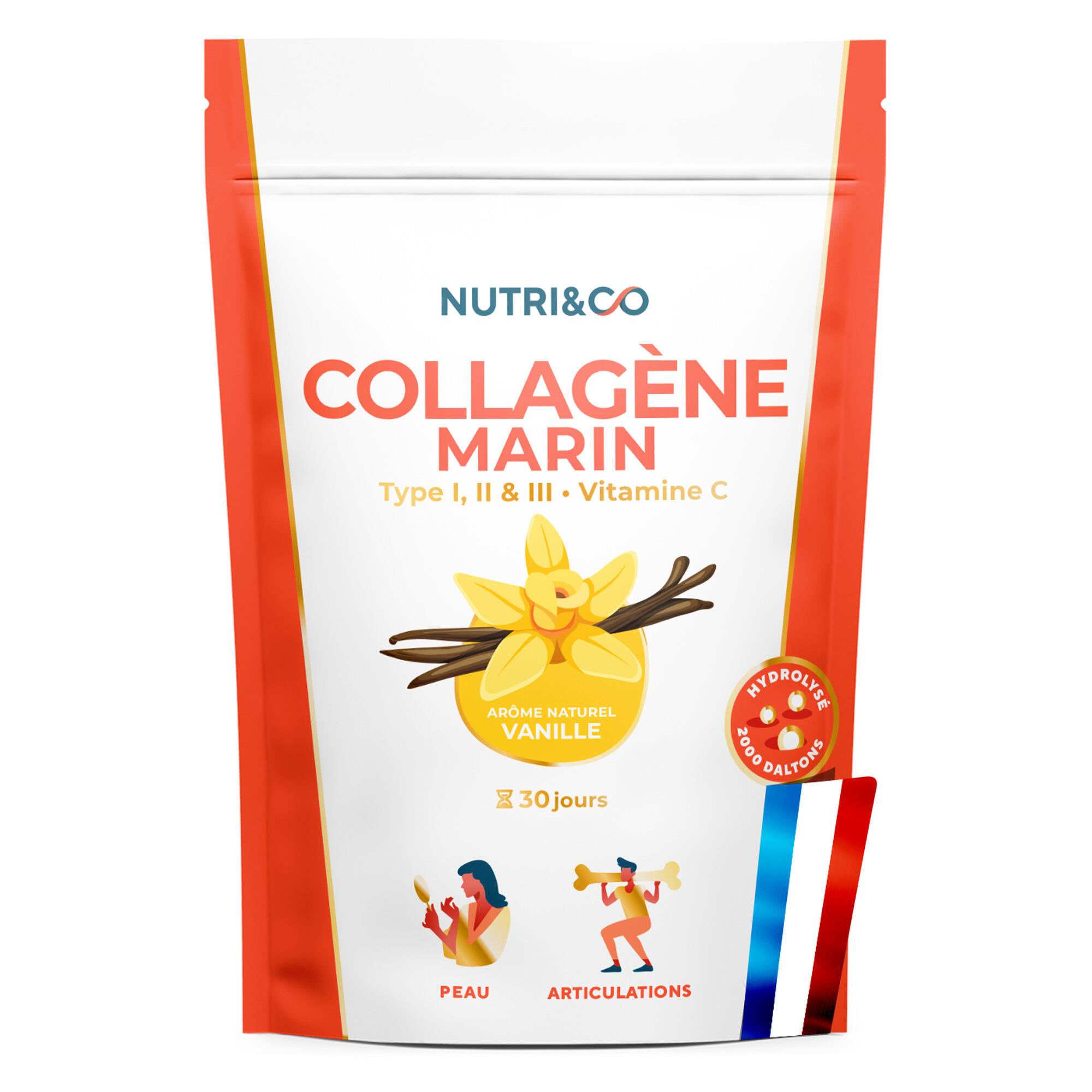 Nutri&co - Collagène Marin - Santé Et Prévention Articulaire - Goût Vanille - 180g - Vitamines - 180 G - Decathlon