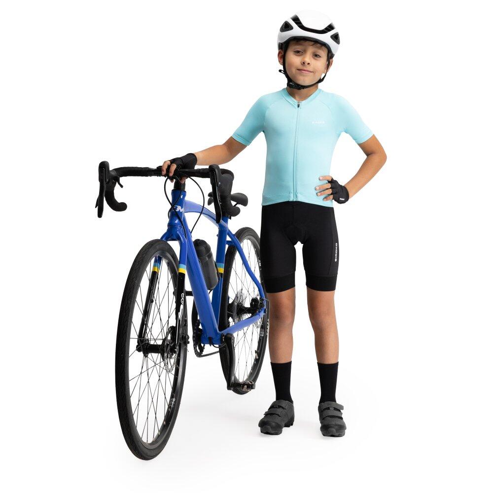 Maillot vélo manches courtes garçon Cyclisme Enfants K-Core Nature Light Blue 3/8