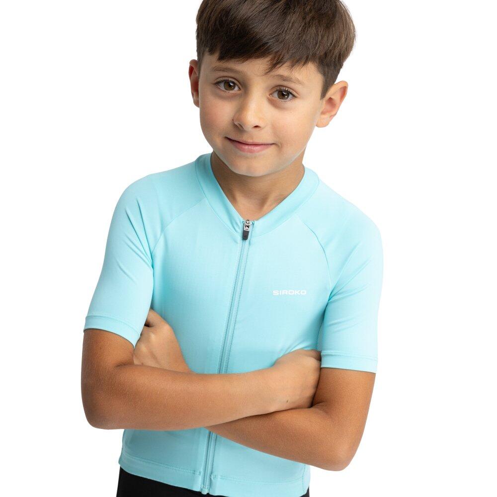 Siroko - Maillot Vélo Manches Courtes Garçon Cyclisme Enfants K-core Nature Light Blue - Maillot Manches Courtes - Bleu - Decathlon