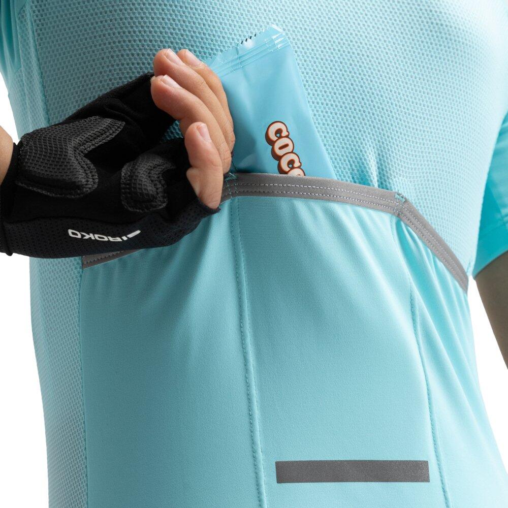 Maillot vélo manches courtes garçon Cyclisme Enfants K-Core Nature Light Blue 4/8