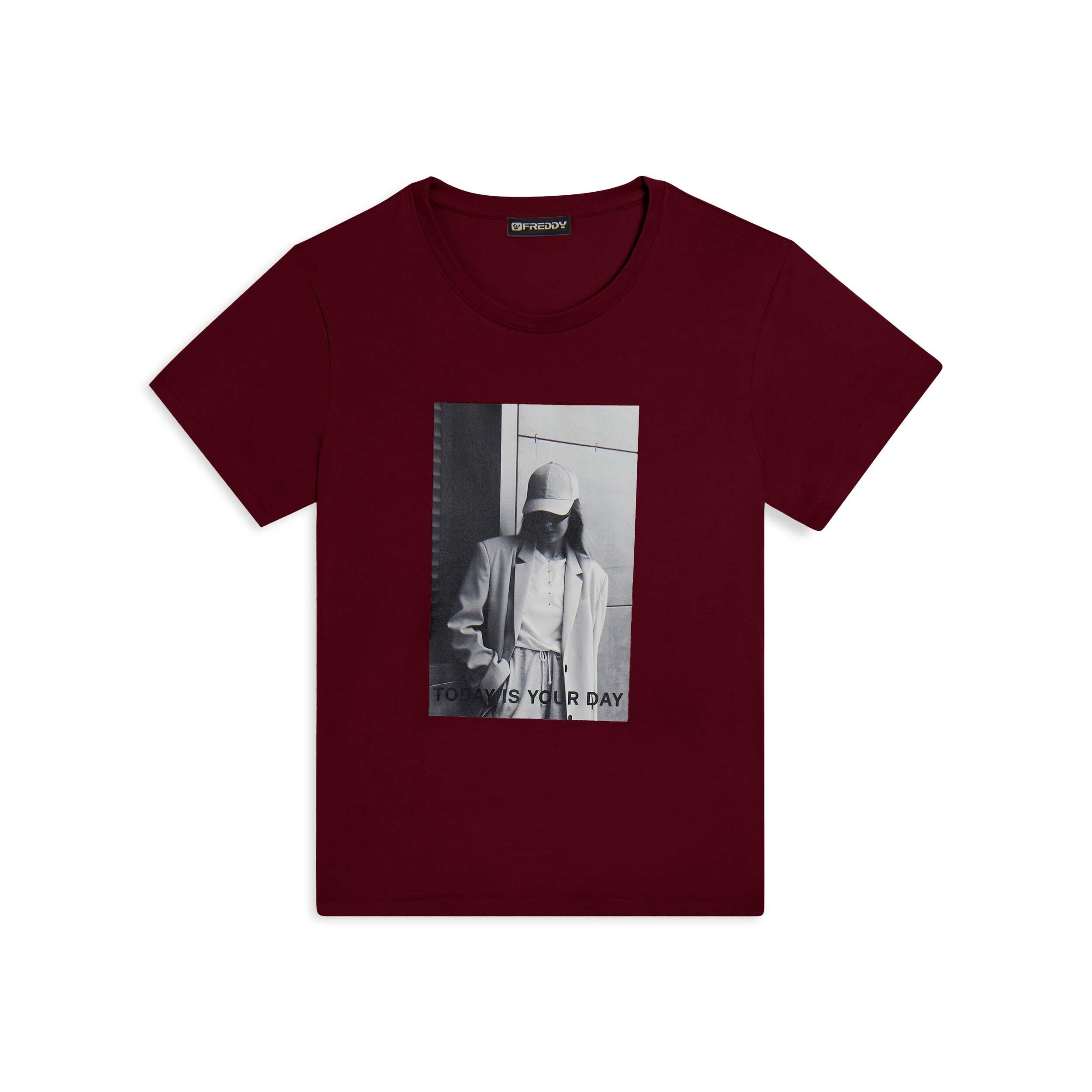Freddy - T-shirt Pour Femmes Classique Avec Imprimé Photographique - T-shirt Manches Courtes - Rouge - Decathlon
