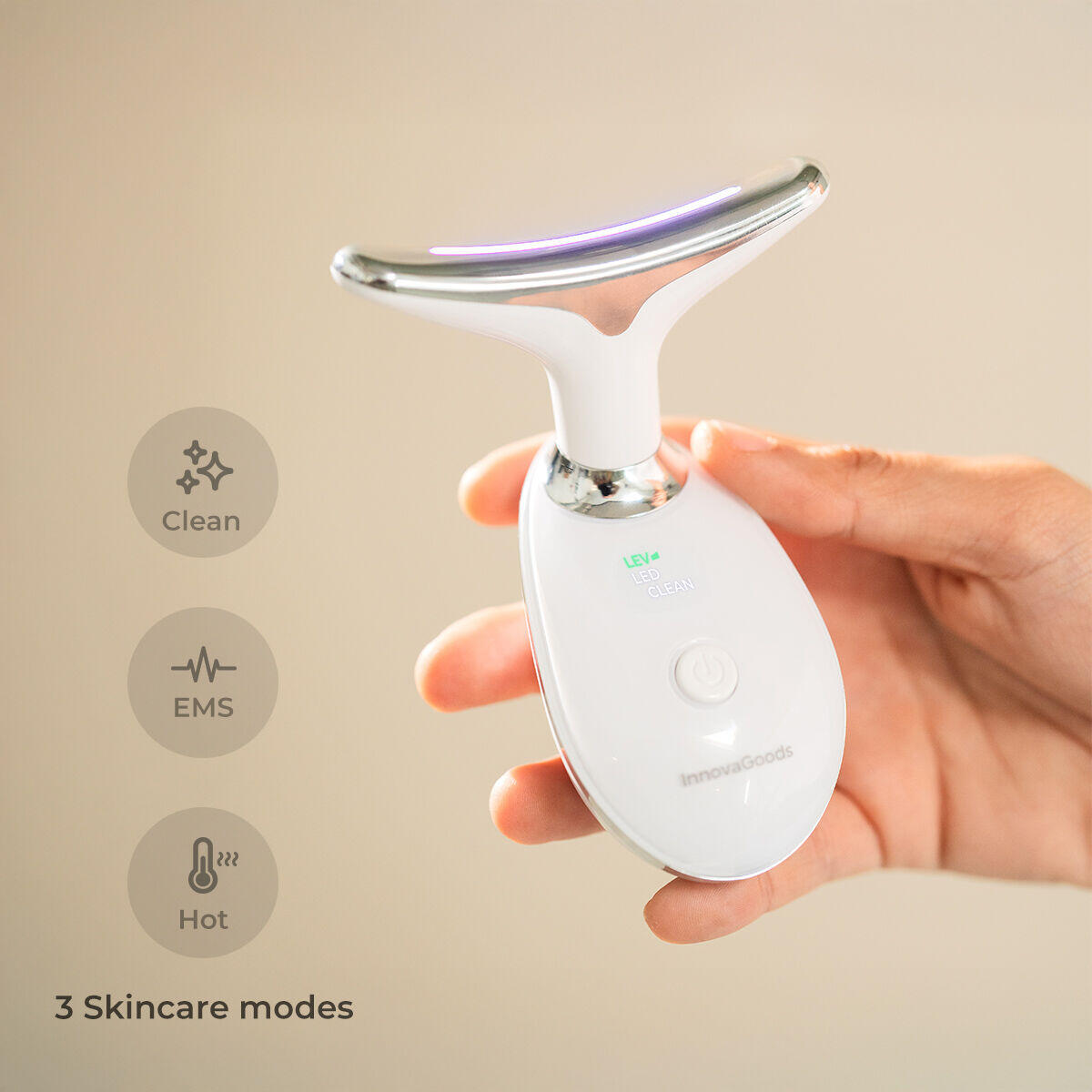 Massaggiatore Facciale Elettrico Rassodante per Viso e Collo con LED INNOVAGOODS 3/5