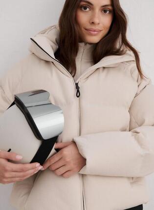 Femme Doudoune Imperméable Respirante avec Capuche Amovible Crème