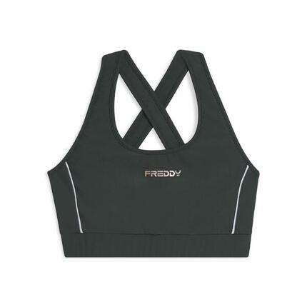 Brassière technique avec bretelles croisées et passepoils blancs