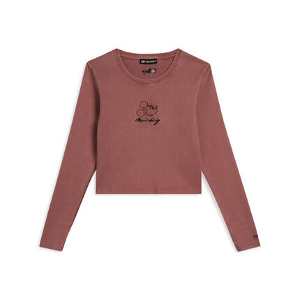 T-shirt pour femmes cropped à manches longues avec broderies Disney