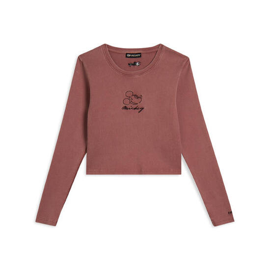 T-shirt pour femmes cropped à manches longues avec broderies Disney