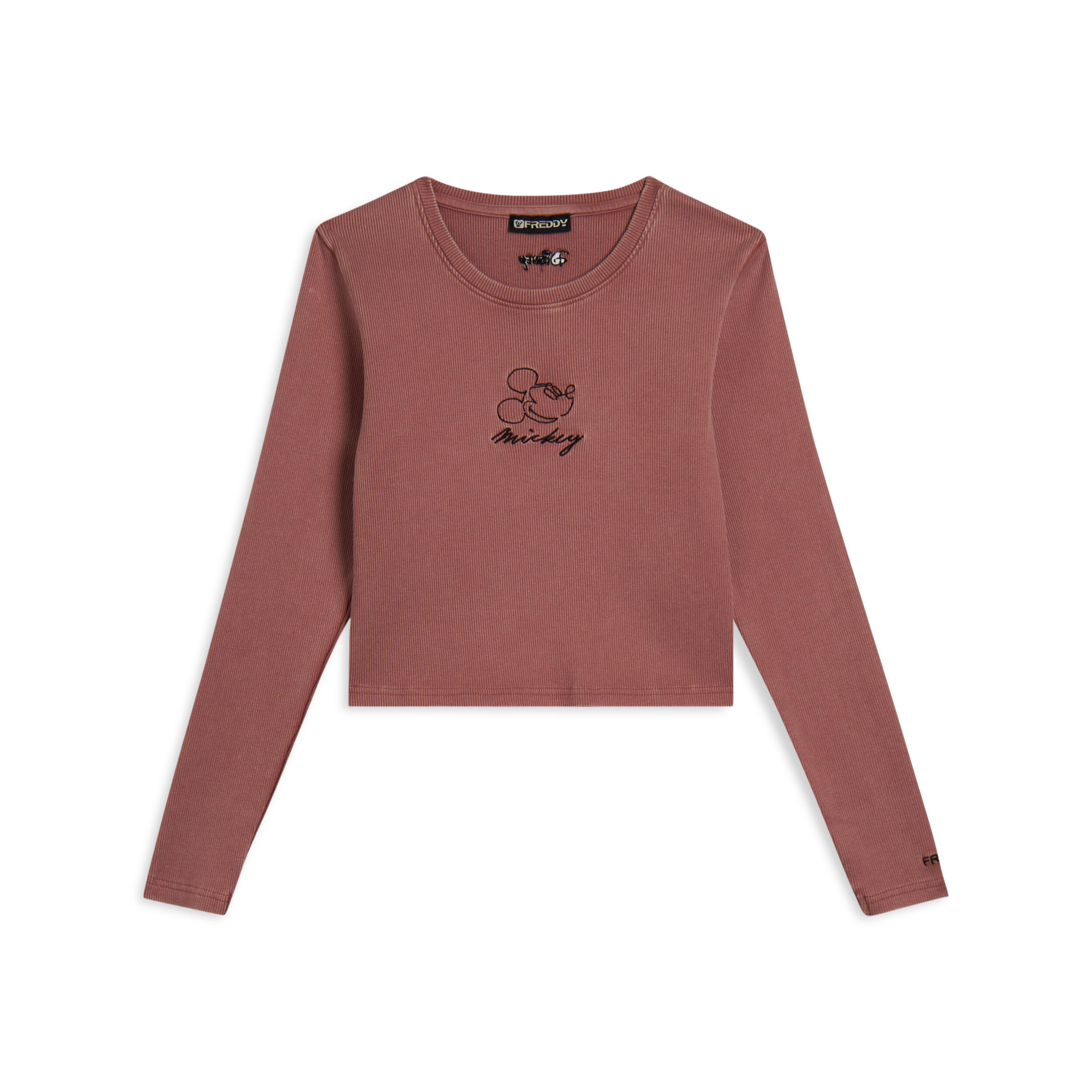 Freddy - T-shirt Pour Femmes Cropped À Manches Longues Avec Broderies Disney - T-shirt Crop Top - Rose - Decathlon