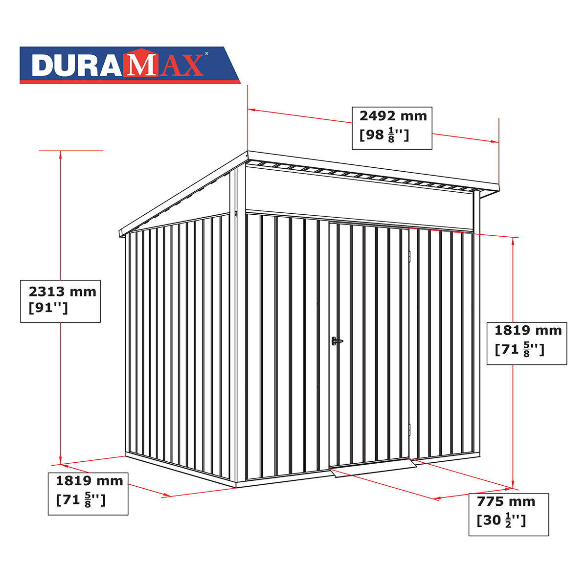 Caseta jardín Palladium 8×6 metal gris plata 4/7