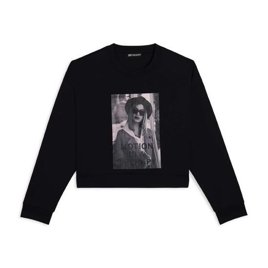 Felpa donna girocollo con stampa fotografica