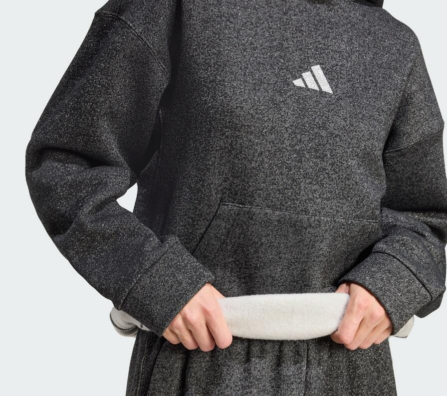 Felpa donna adidas all szn holiday glitter fleece loose - grigio 6/6