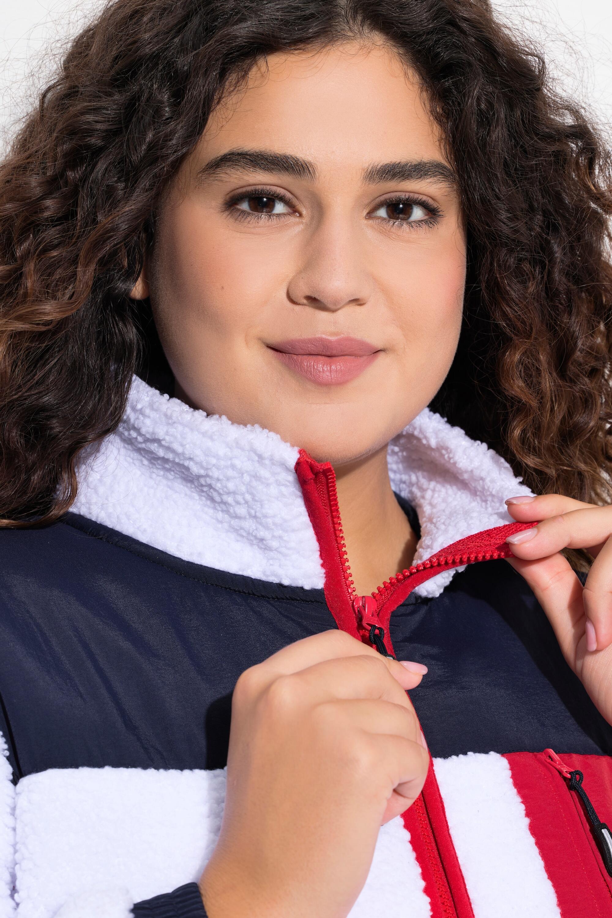 Femme Veste en polaire bouclée avec col montant 3/7