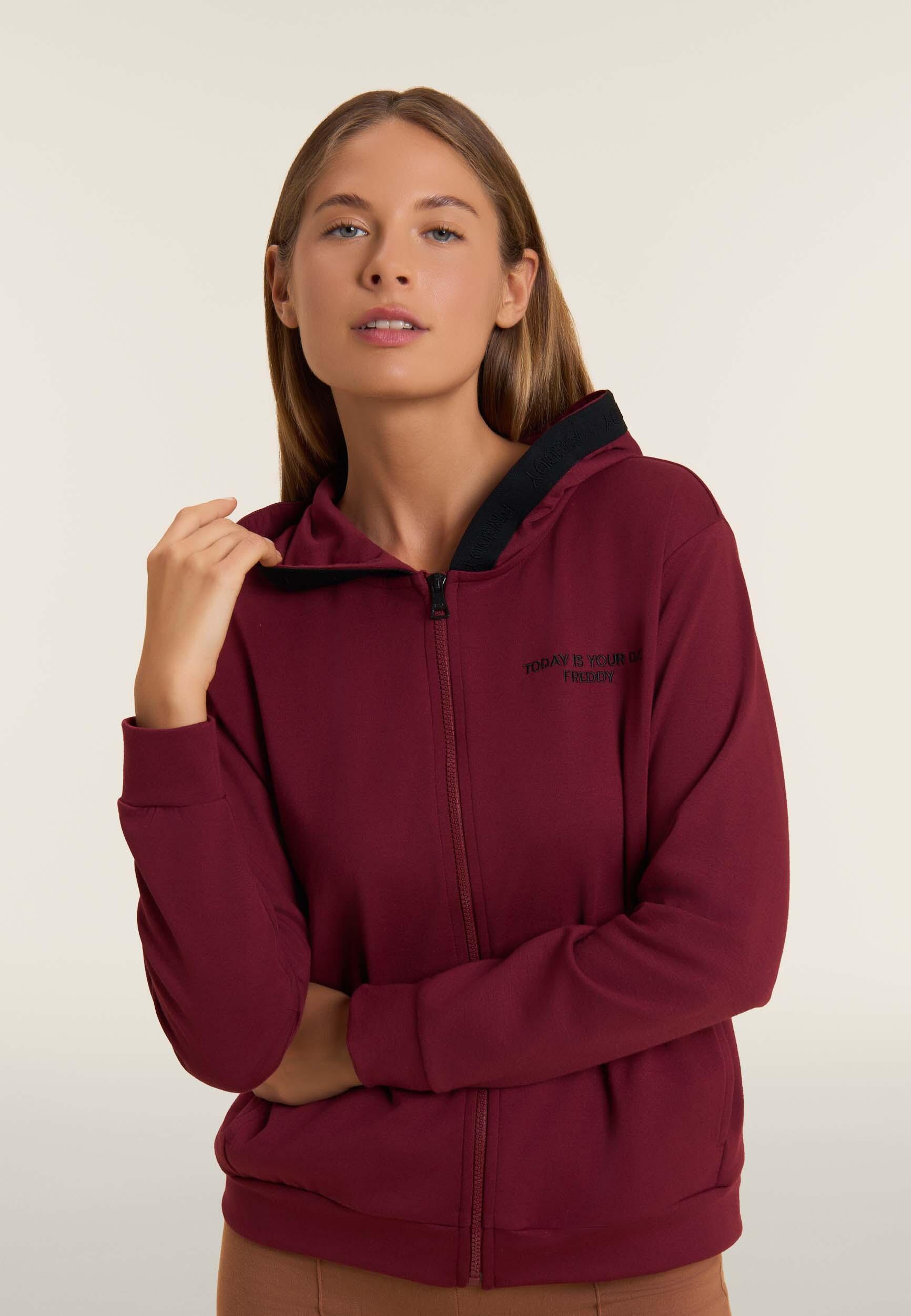 Felpa donna con zip e cappuccio logato 4/4