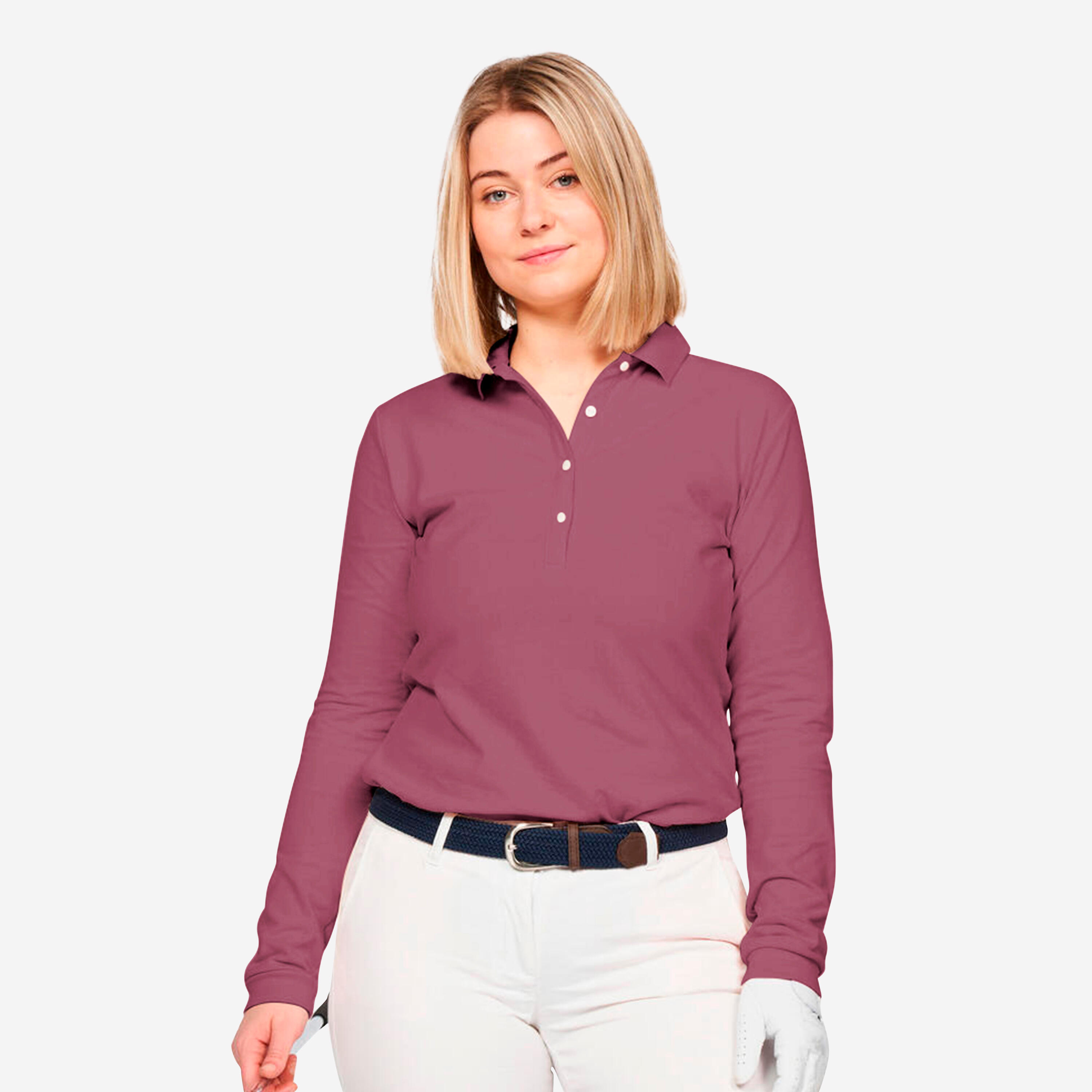 Inesis - Seconde Vie - Polo De Golf Manches Longues Femme, Mw500 Violet Grisé - Excellent - Polo Manches Longues - Incolore|violet - Decathlon