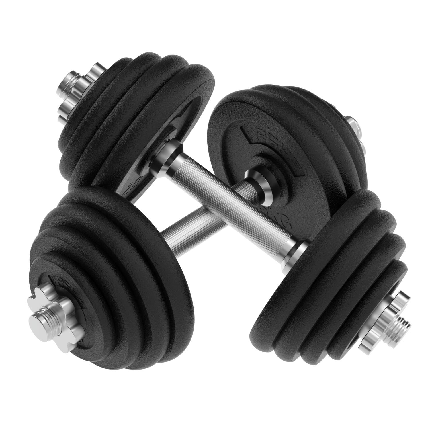 Verstelbare dumbbellset - 2 x 14 kg - Gietijzer 2/5