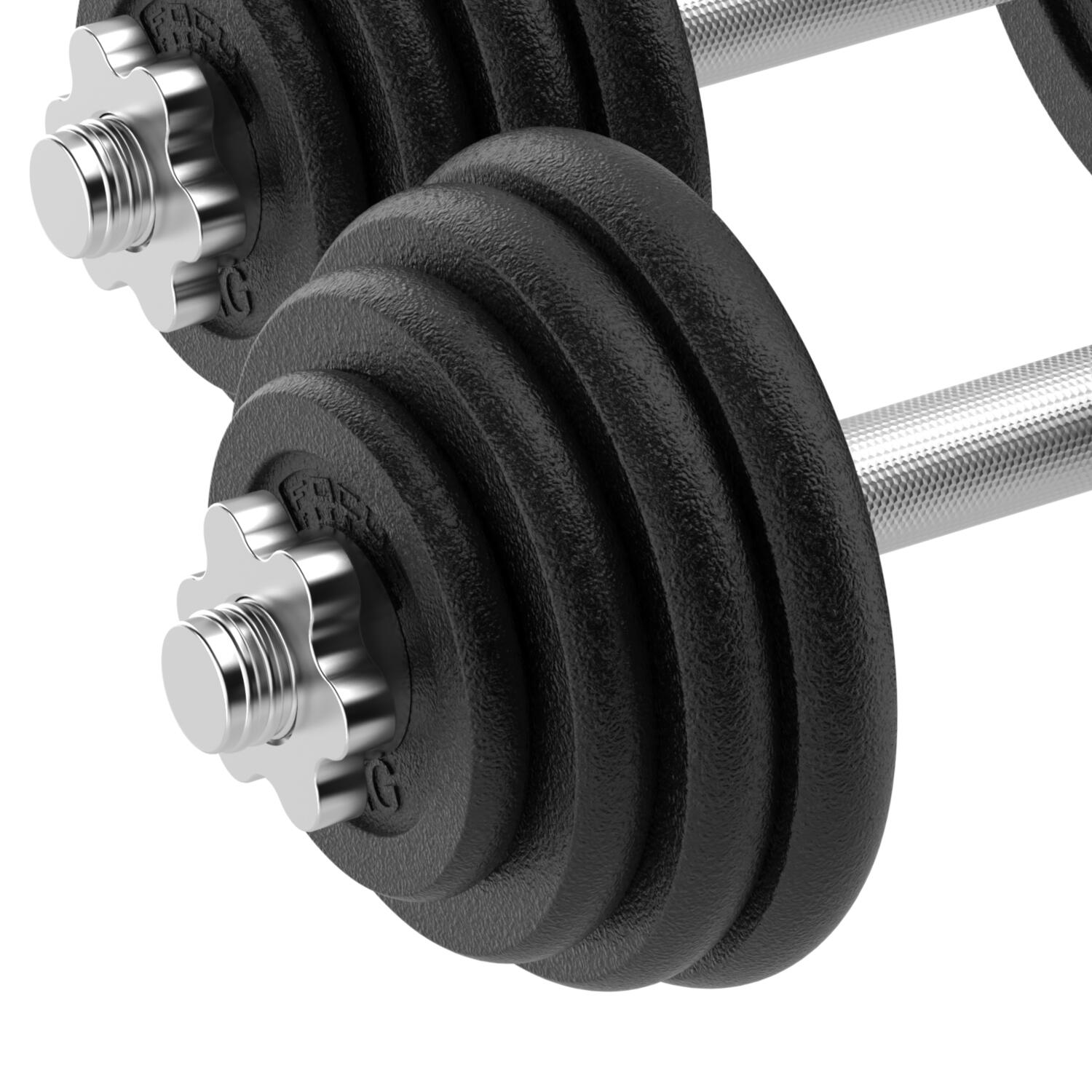 Verstelbare dumbbellset - 2 x 14 kg - Gietijzer 5/5