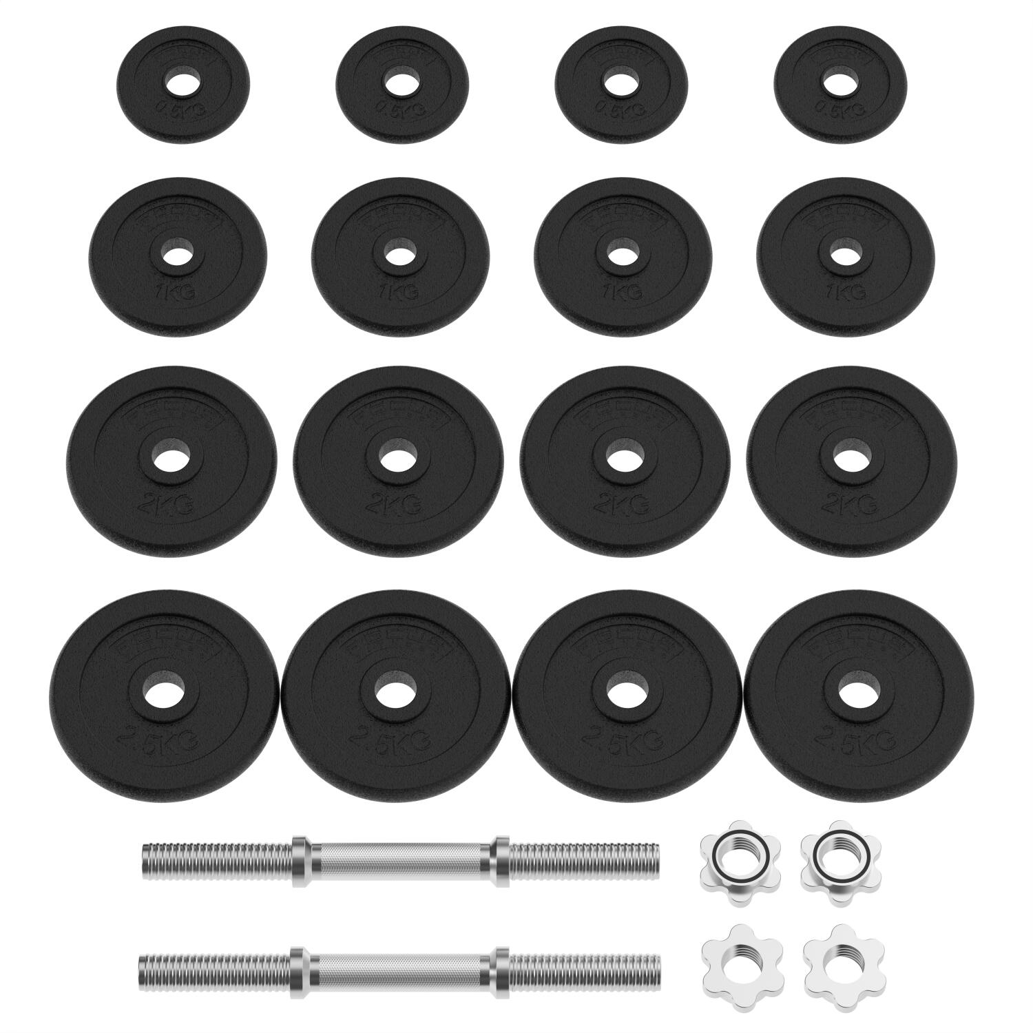 Verstelbare dumbbellset - 2 x 14 kg - Gietijzer 4/5
