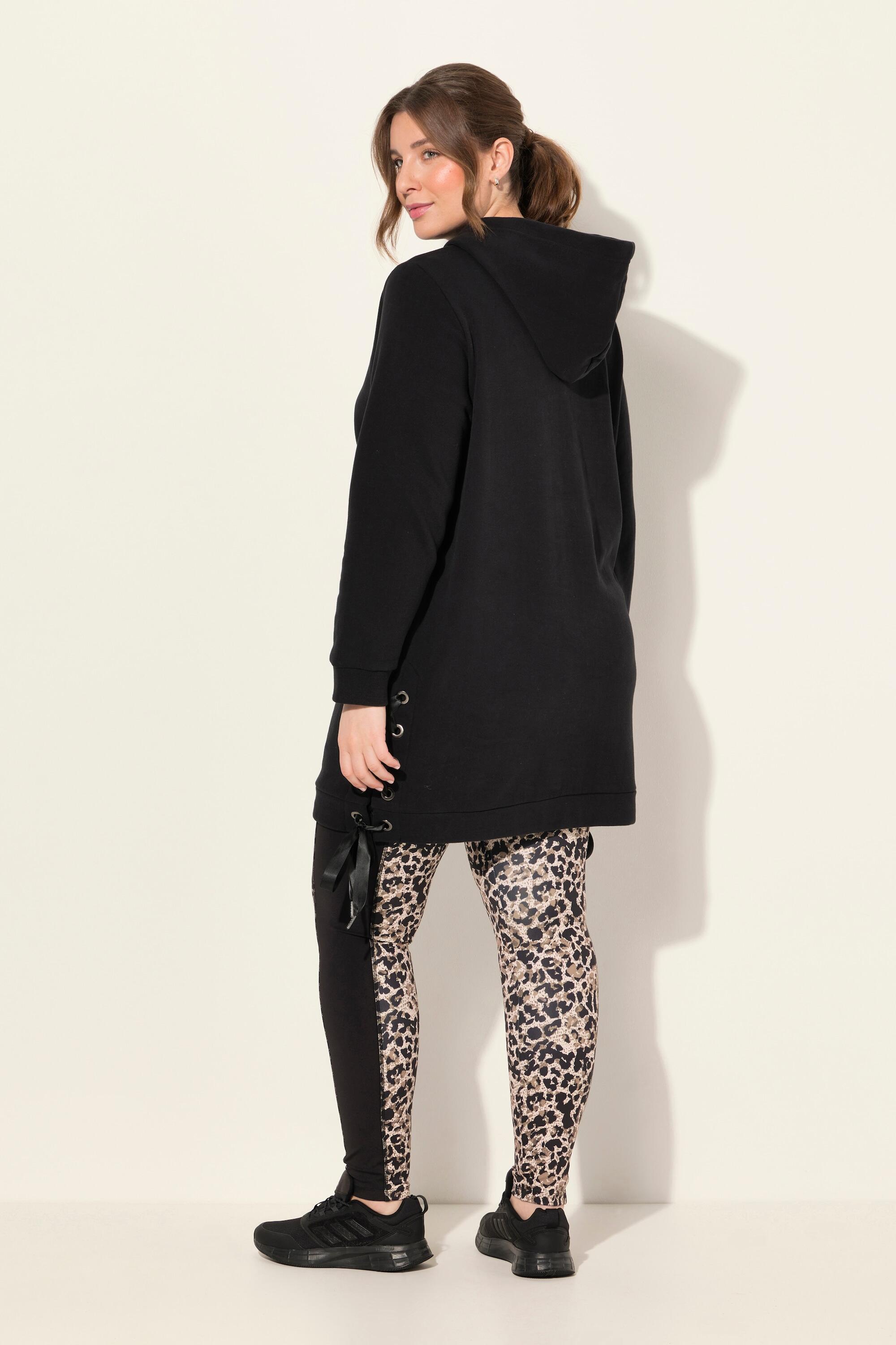 Femme Long sweat à capuche manches longues et bandes en satin 2/5