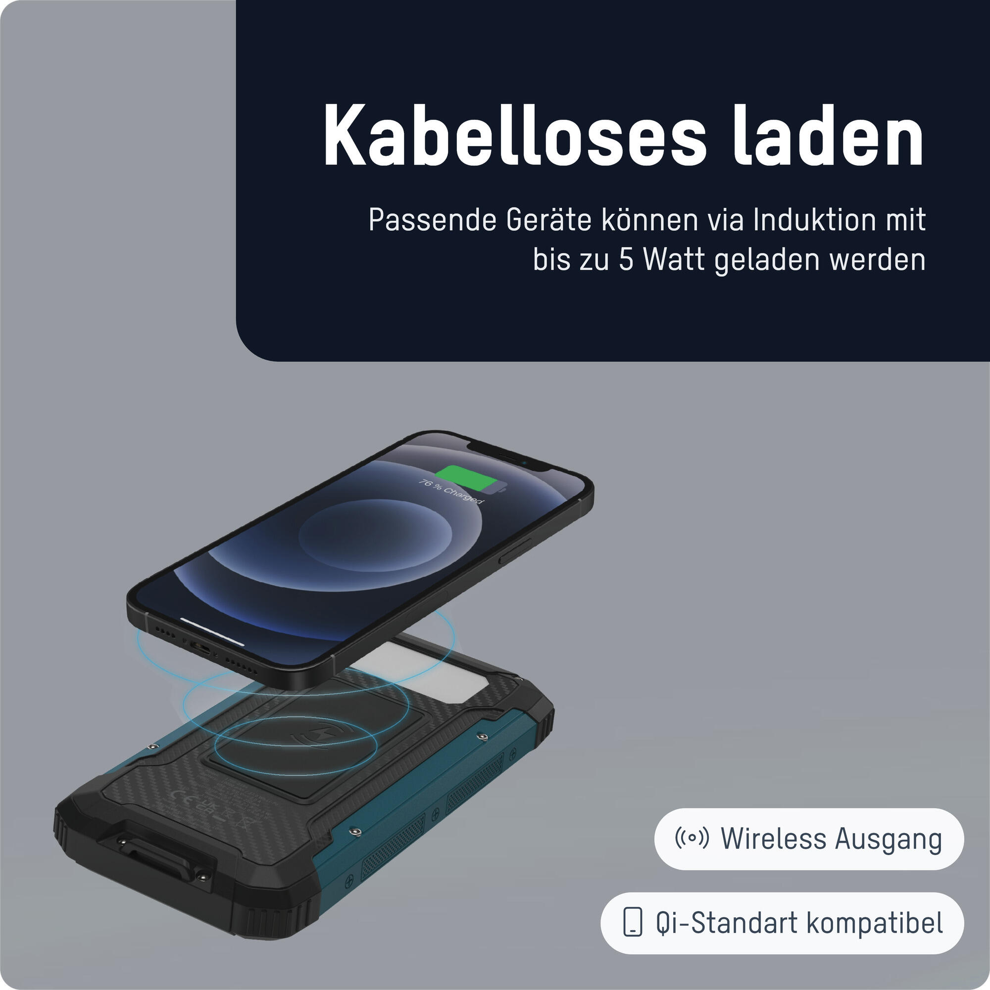 Solar Powerbank 10000mAh, Outdoor Ladegerät, mit Taschenlampe 3/5