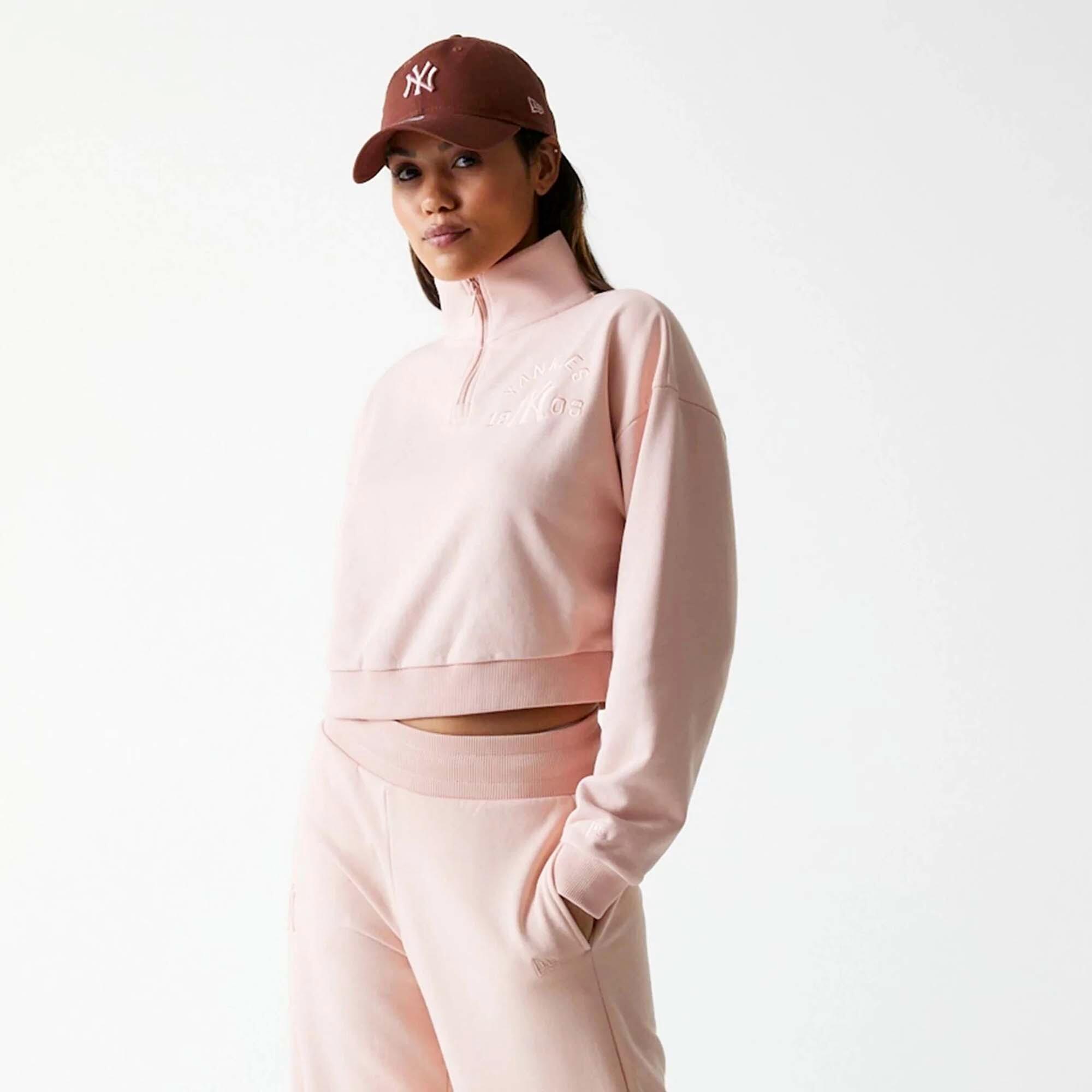 New Era Sweatshirt Crop De Mulher Mlb Tonal Qrtr Zip Neyyan Prs Mulher 3/5