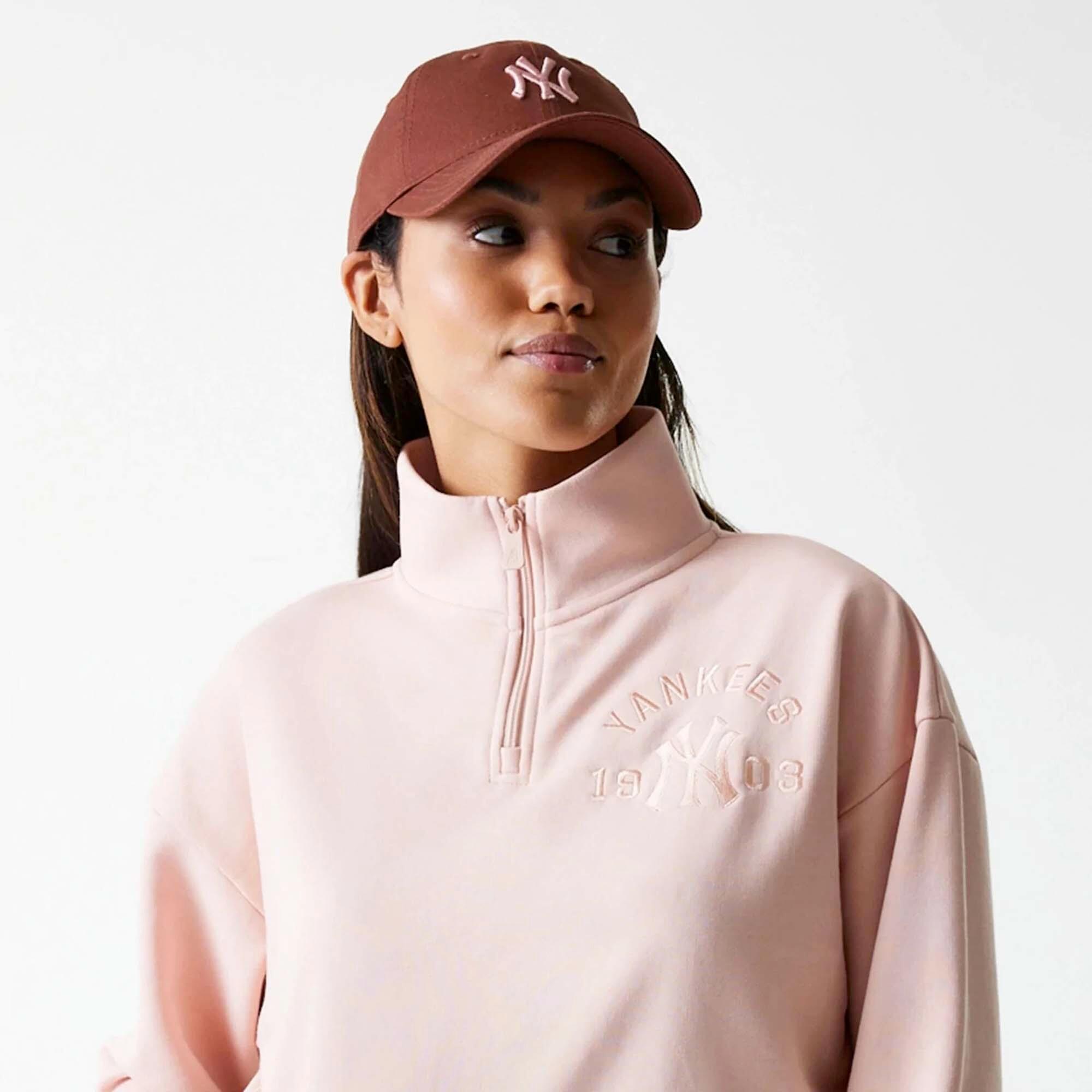 New Era Sweatshirt Crop De Mulher Mlb Tonal Qrtr Zip Neyyan Prs Mulher 5/5