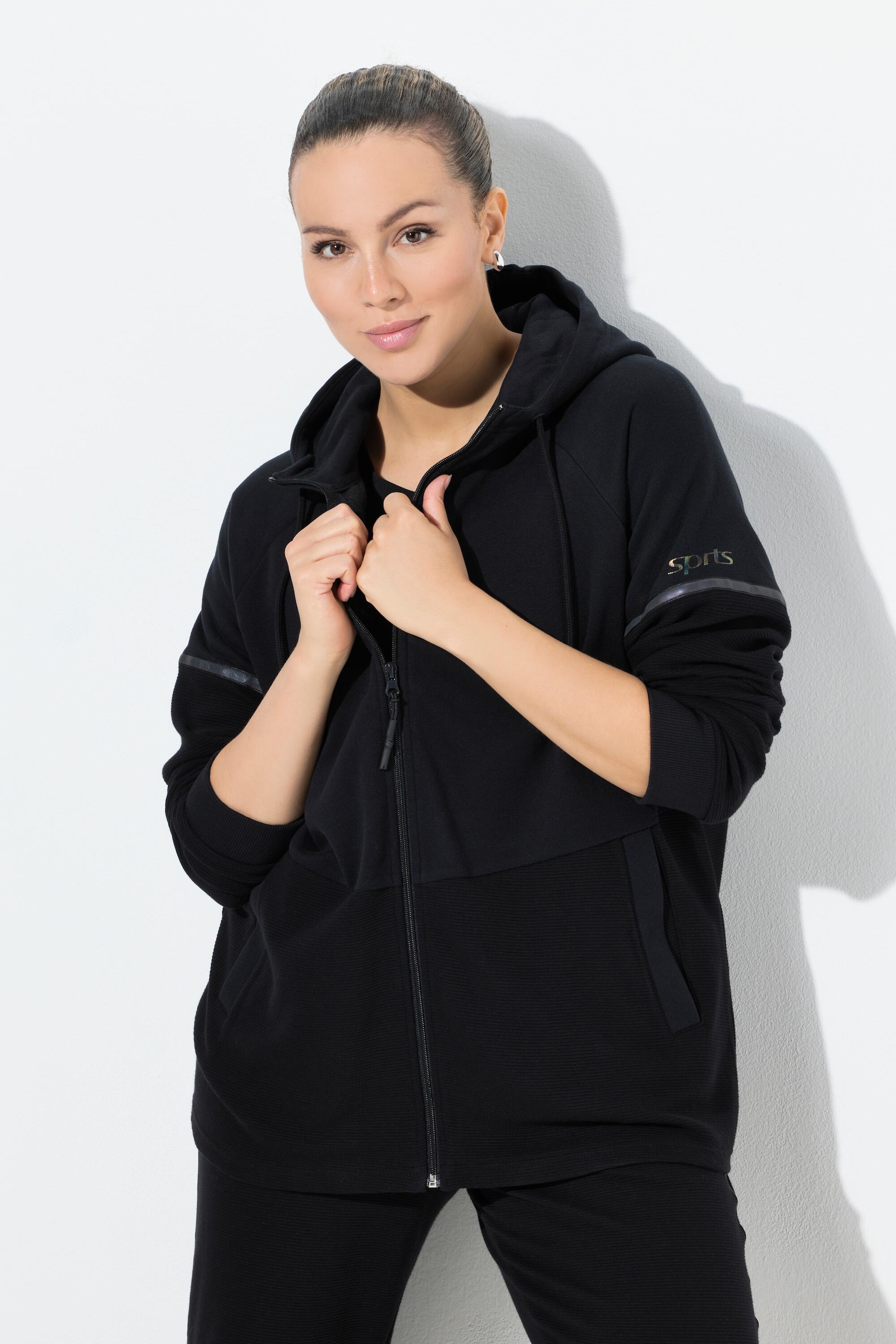 Damskie Bluza odblaskowe paski kaptur w połowie z eleganckiego weluru ottoman 5/6