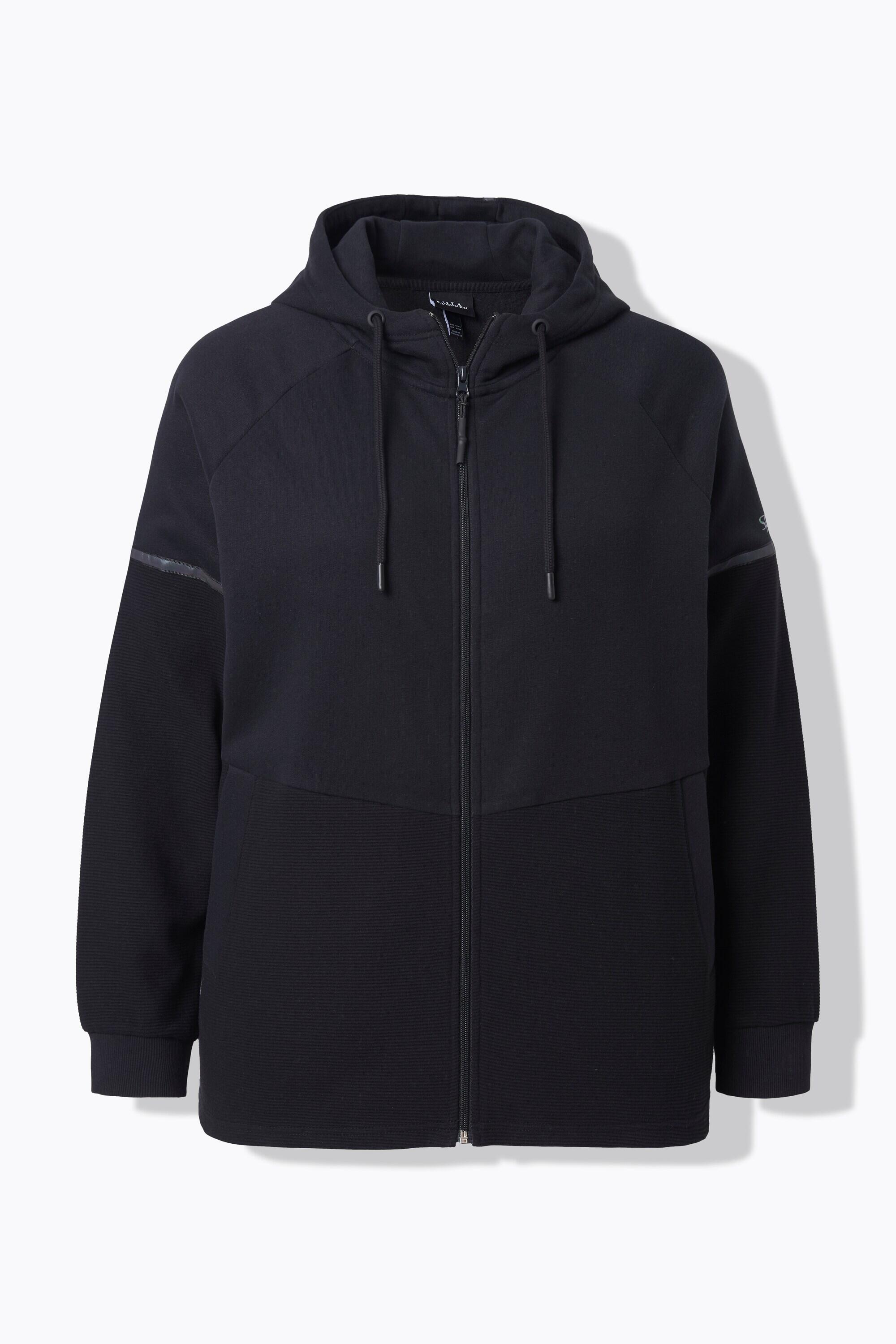 Damskie Bluza odblaskowe paski kaptur w połowie z eleganckiego weluru ottoman 6/6