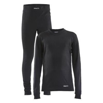 Thermo set craft core dry baselayer zwart voor kinderen