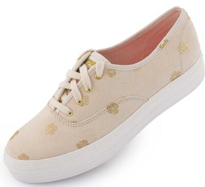 Keds wms triple kick hibiscus natural damessneaker met hoge zool