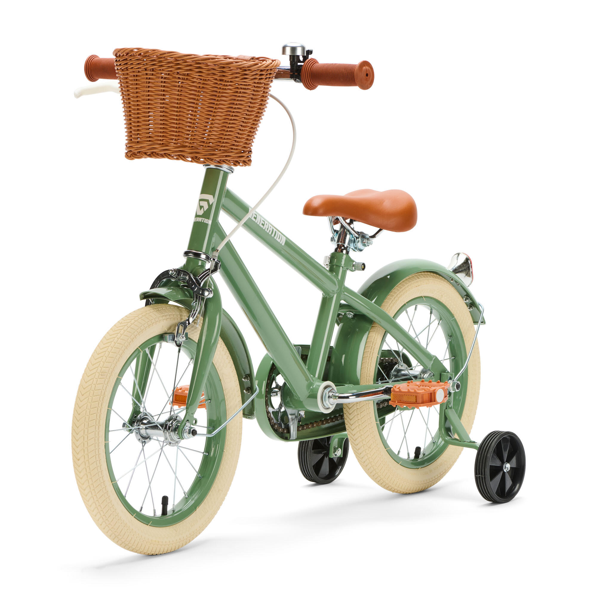 Generation Retro 14 pulgadas Verde – Bicicleta infantil con cesta 2/4