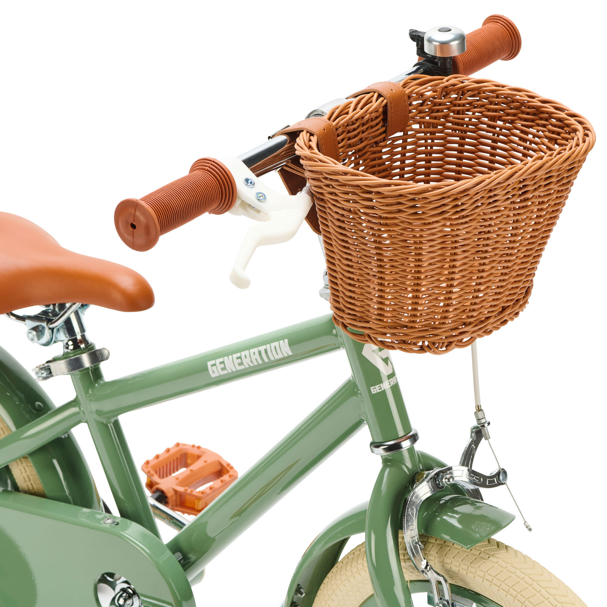 Generation Retro 14 pulgadas Verde – Bicicleta infantil con cesta 4/4