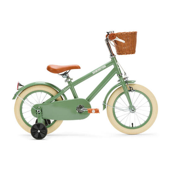 Generation Retro 14 pouces Vert – Vélo pour Enfant avec Panier
