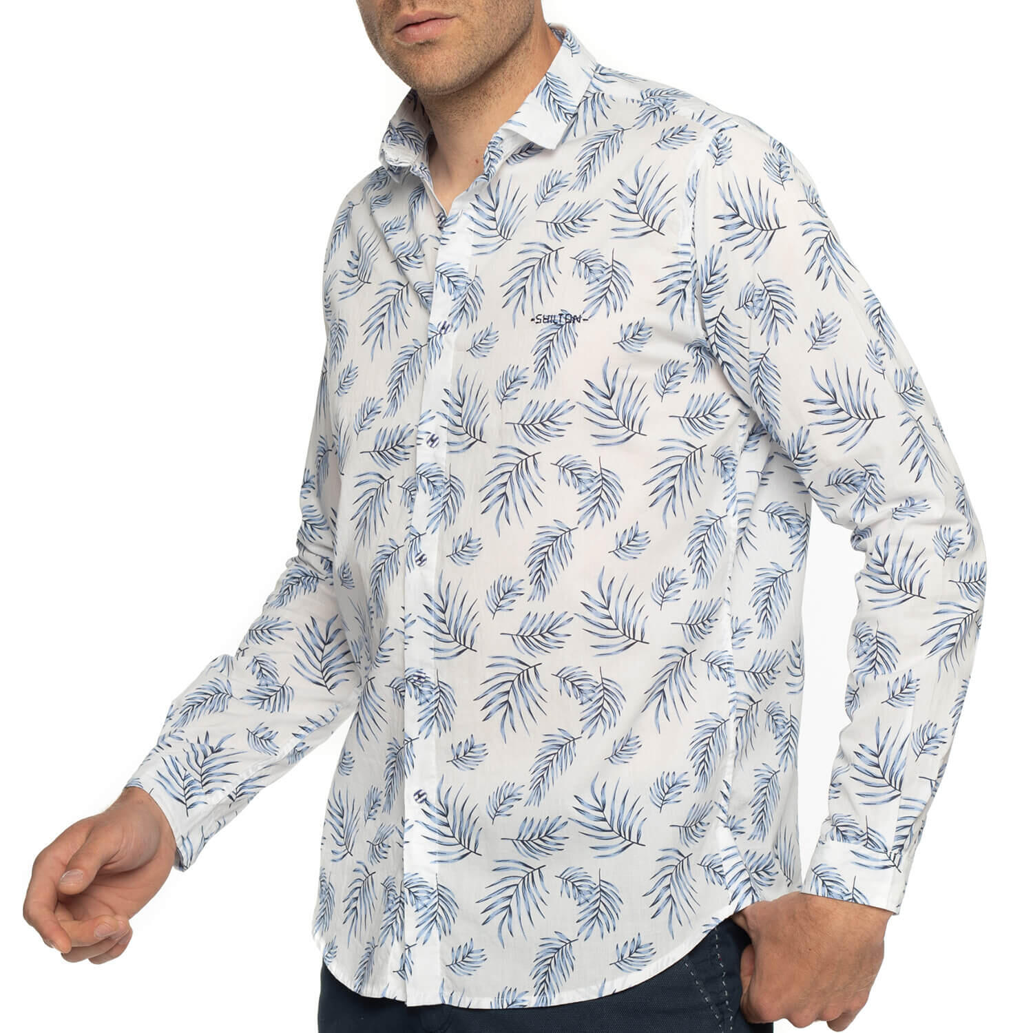 Chemise manches longues à fleurs homme 1/4
