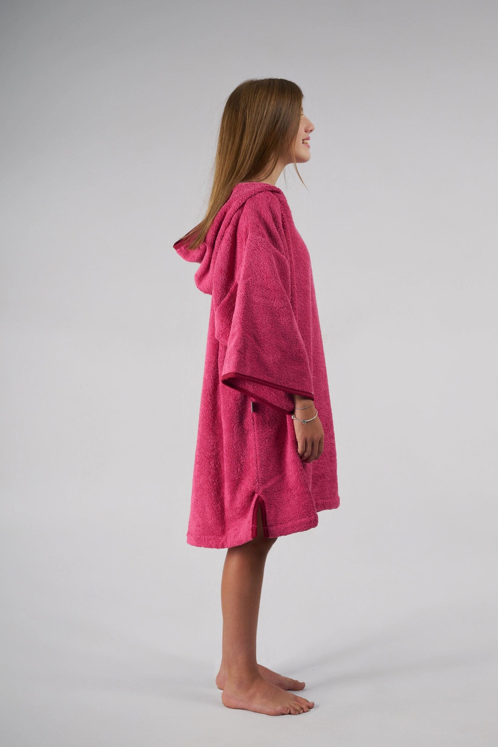 Poncho de Surf Enfant - Rose - Coton - Avec Manches 4/6