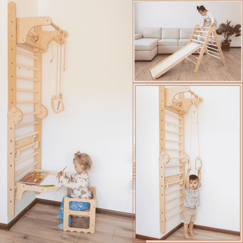 6in1 Triunghi Pikler Pliabil si Perete suedez pentru copii