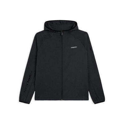 Felpa full zip con cappuccio e bordi in jacquard