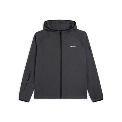 Felpa full zip con cappuccio e bordi in jacquard