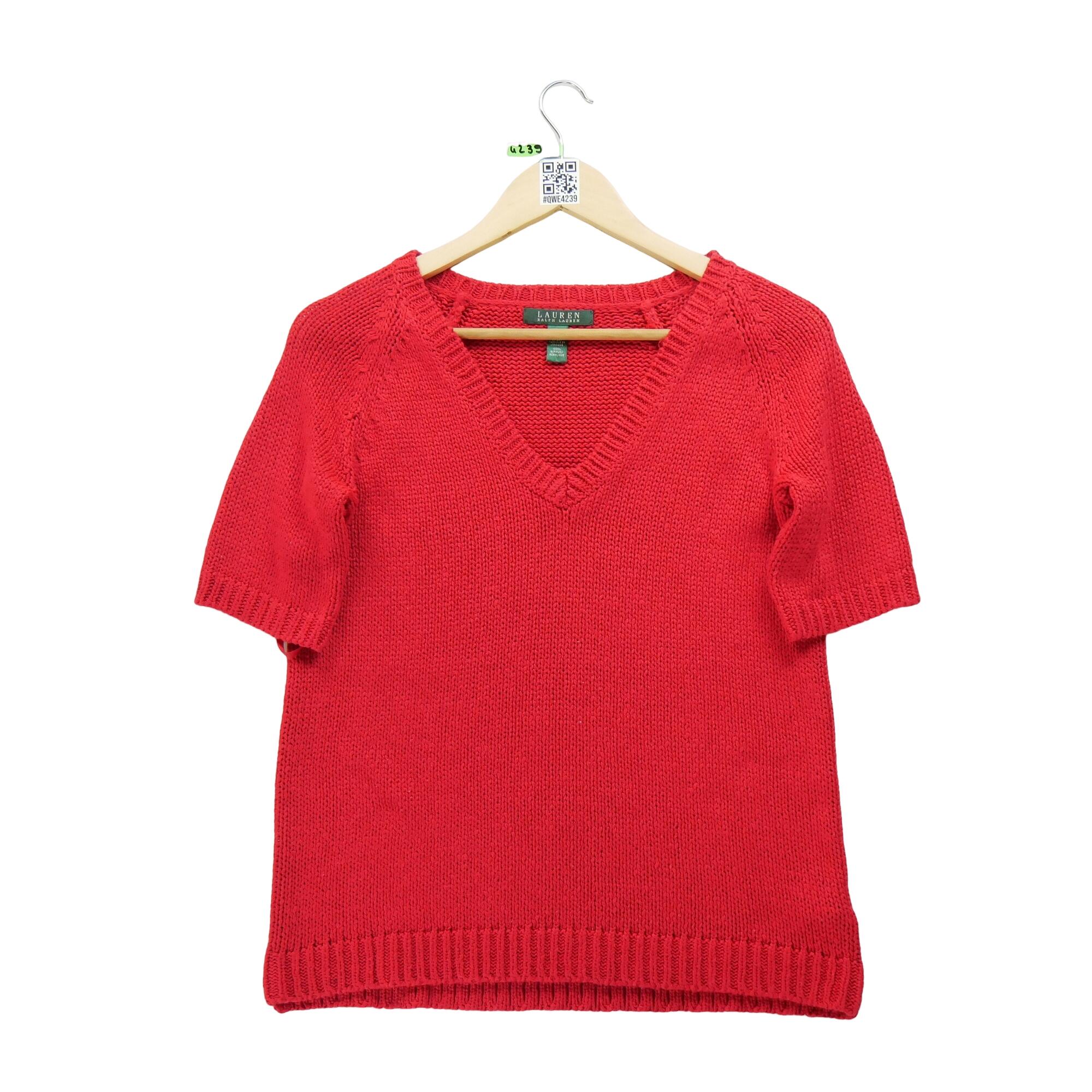 RALPH LAUREN Reconditionné - Pull Femme Rouge - Très Bon État