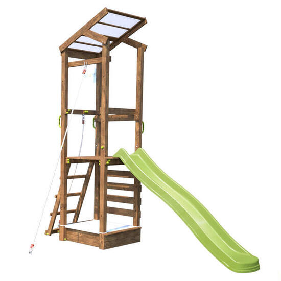 Aire de jeux avec toboggan et mur d'escalade HAPPY ROPE 120