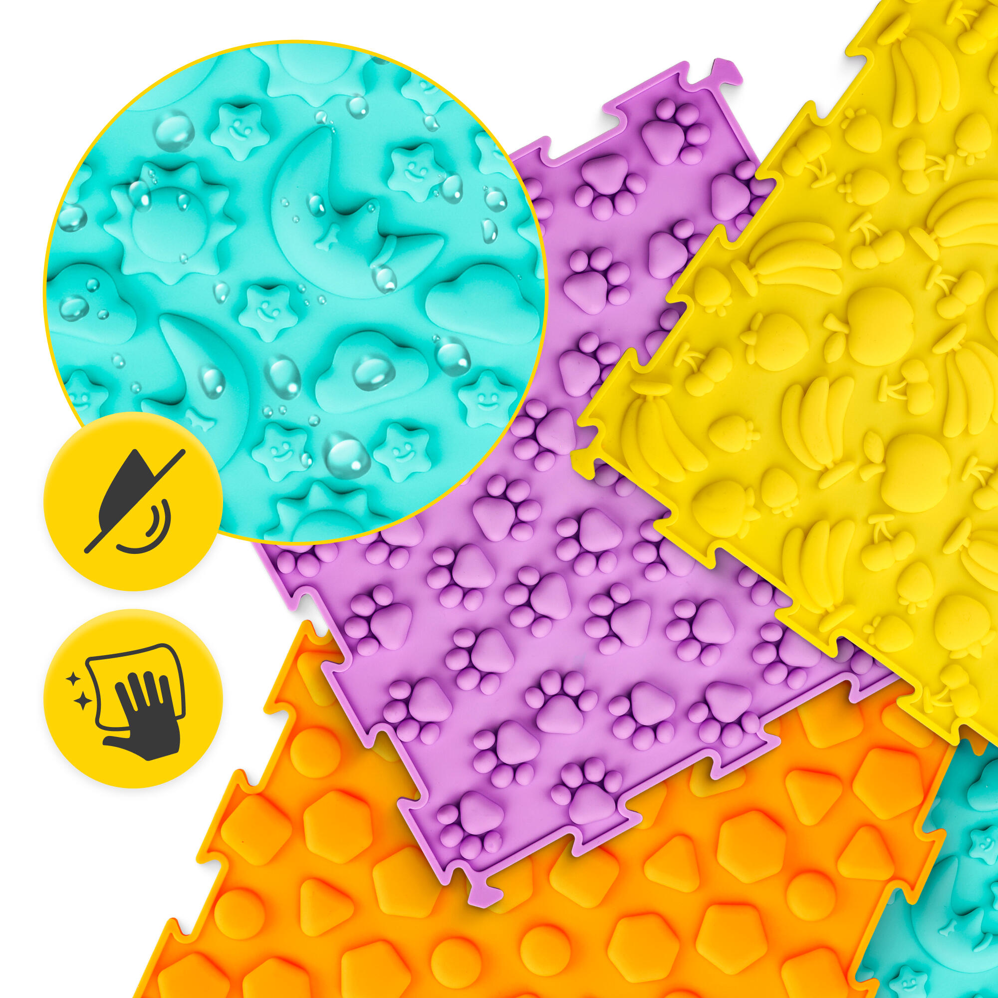 Sensorik-Puzzle-Matte 4er Set 24x24x1 cm Massage Kinder Barfußpfad 4FIZJO 3/7