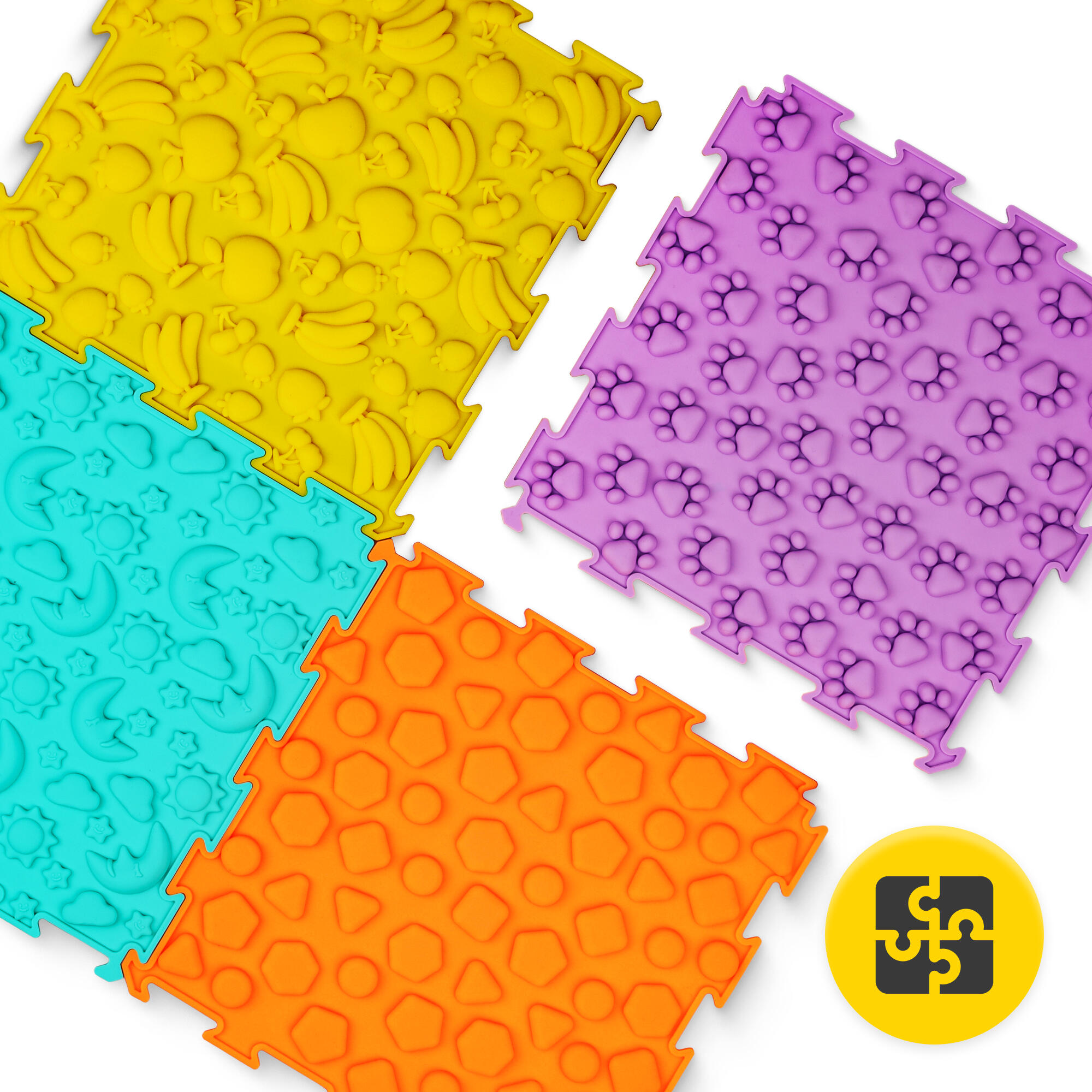 Sensorik-Puzzle-Matte 4er Set 24x24x1 cm Massage Kinder Barfußpfad 4FIZJO 5/7