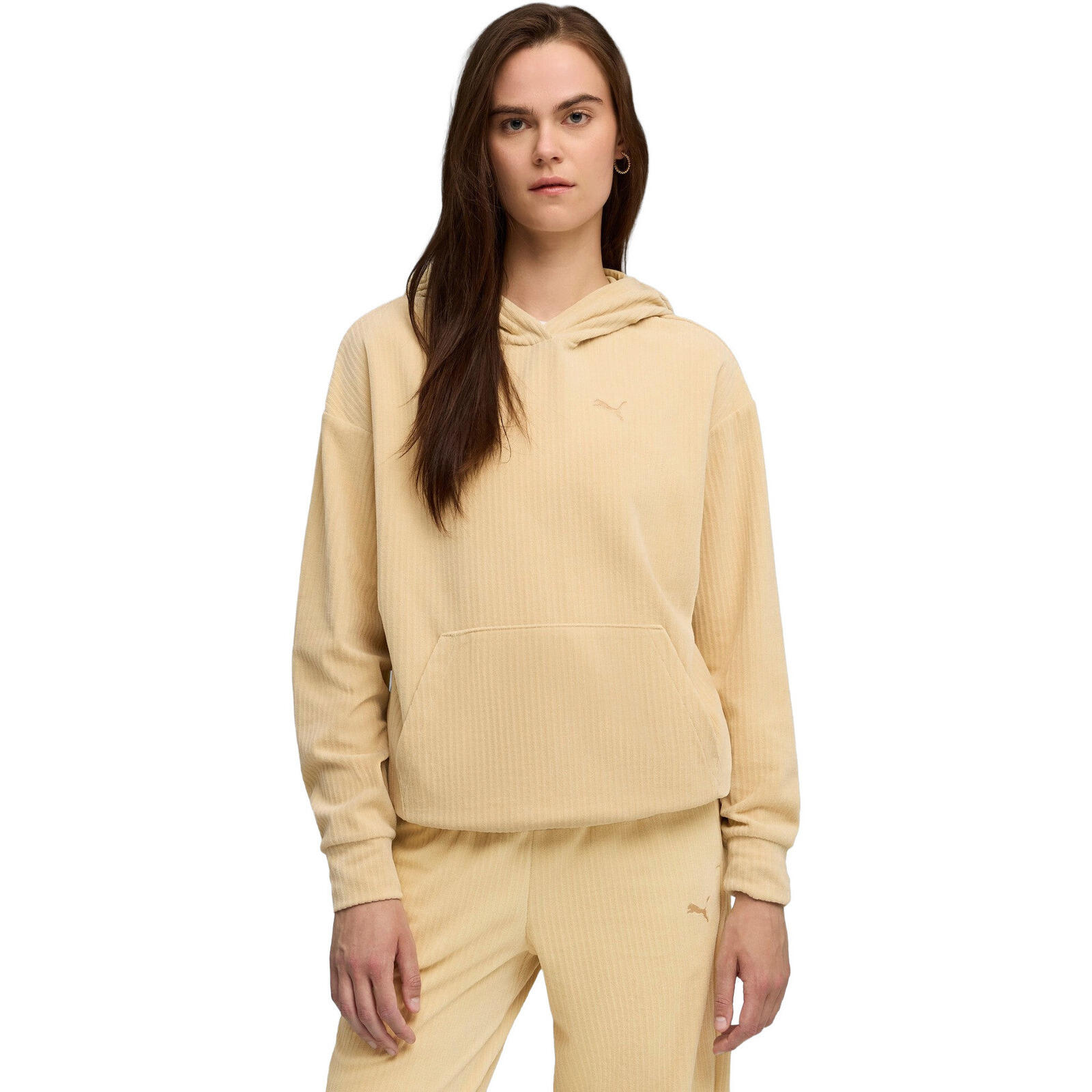 Puma - Capot Puma Ess Elevated Comfort Velour Rib Hoodie, Beige, Femmes - Sweat-shirt - Beige - Decathlon
