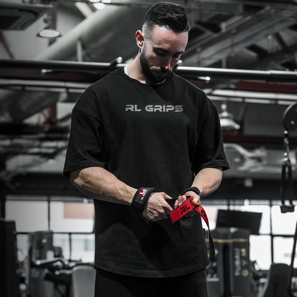 Straps Gym para Levantamiento de Pesas RL GRIPS Rojo con Grip Antideslizante 3/7