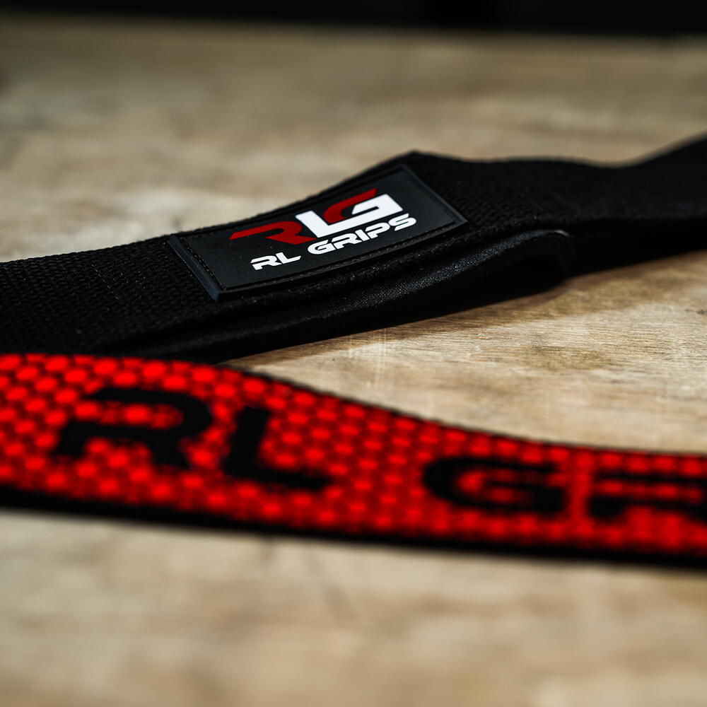 Straps Gym para Levantamiento de Pesas RL GRIPS Rojo con Grip Antideslizante 6/7