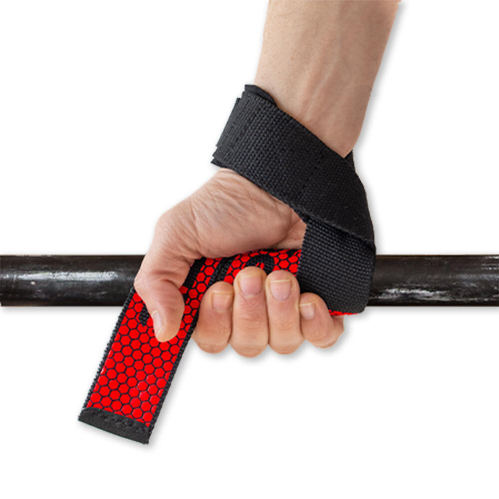 Straps de Musculación + Muñequeras de Gimnasio RL Grips Rojo y Negro 6/7